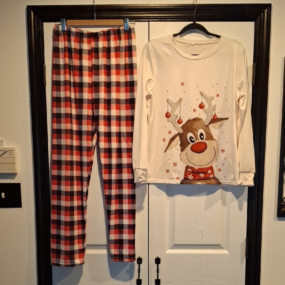 Cream and Red Plaid Pajama Set Intimates & Sleepwear
